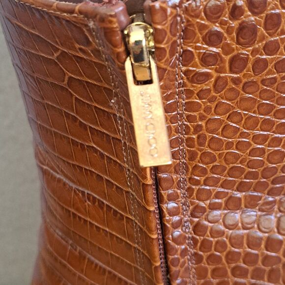 Jimmy Choo Minori 85 Cuoio Brown Embossed Leather Boots Women’s 40 US 10 - Picture 10 of 16